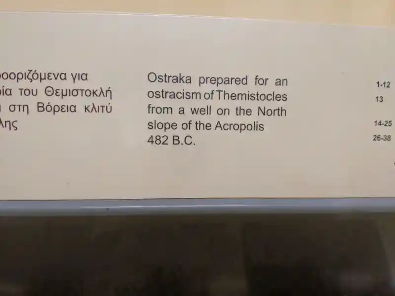 Collection of pottery sherds (ostraka) inscribed with the name of Themistocles prepared for democratic ostracism voting procedure